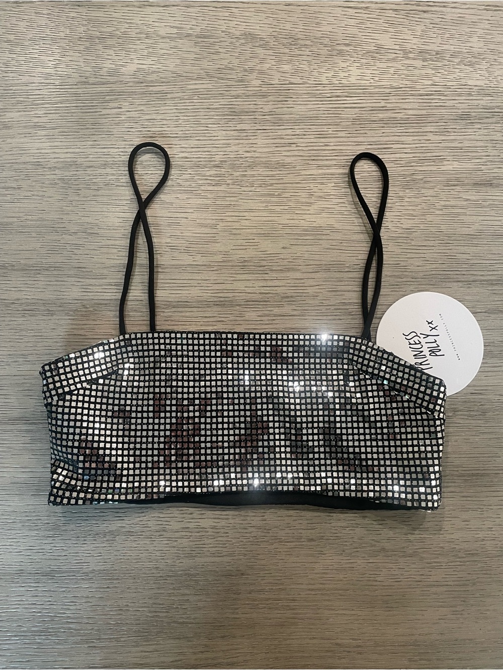 Princess Polly Black Sequin-Embellished Crop Top
